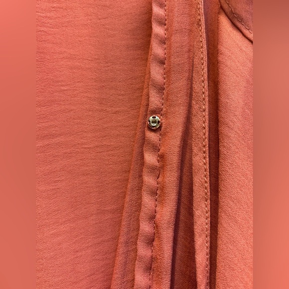 Anthropologie Maeve Long sleeve Cold shoulder wrap blouse in coral, size XS - Picture 8 of 12